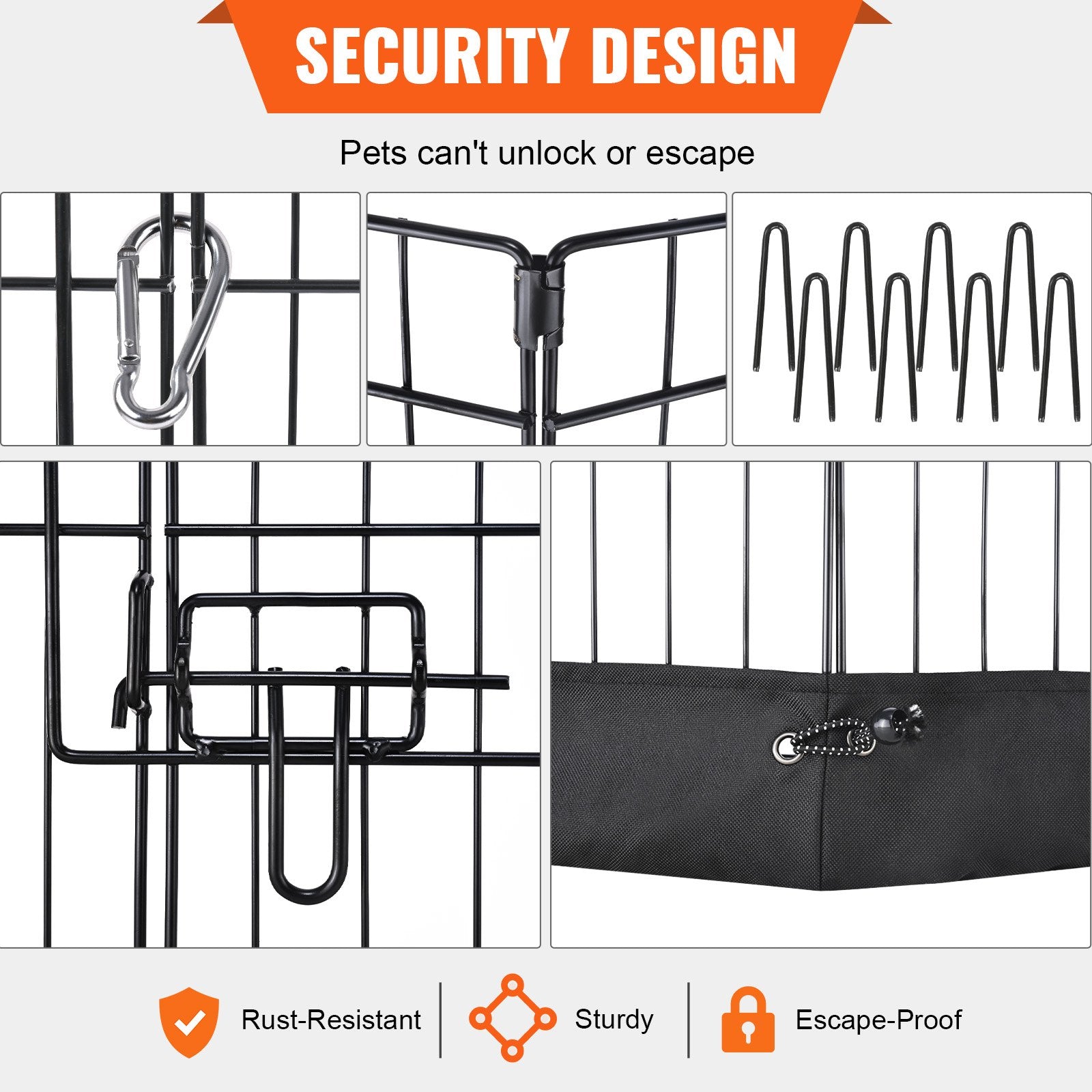 Dog Playpen, 8 Panels Foldable Metal Dog Exercise Pen with Bottom Pad, 24" H Pet Fence Puppy Crate Kennel with Ground Stakes, Indoor Outdoor Dog Pen for Small Medium Pets, for Camping, Yard Pet Care > Dog Supplies > Dog Playpens & Gates Woofy and Whiskers