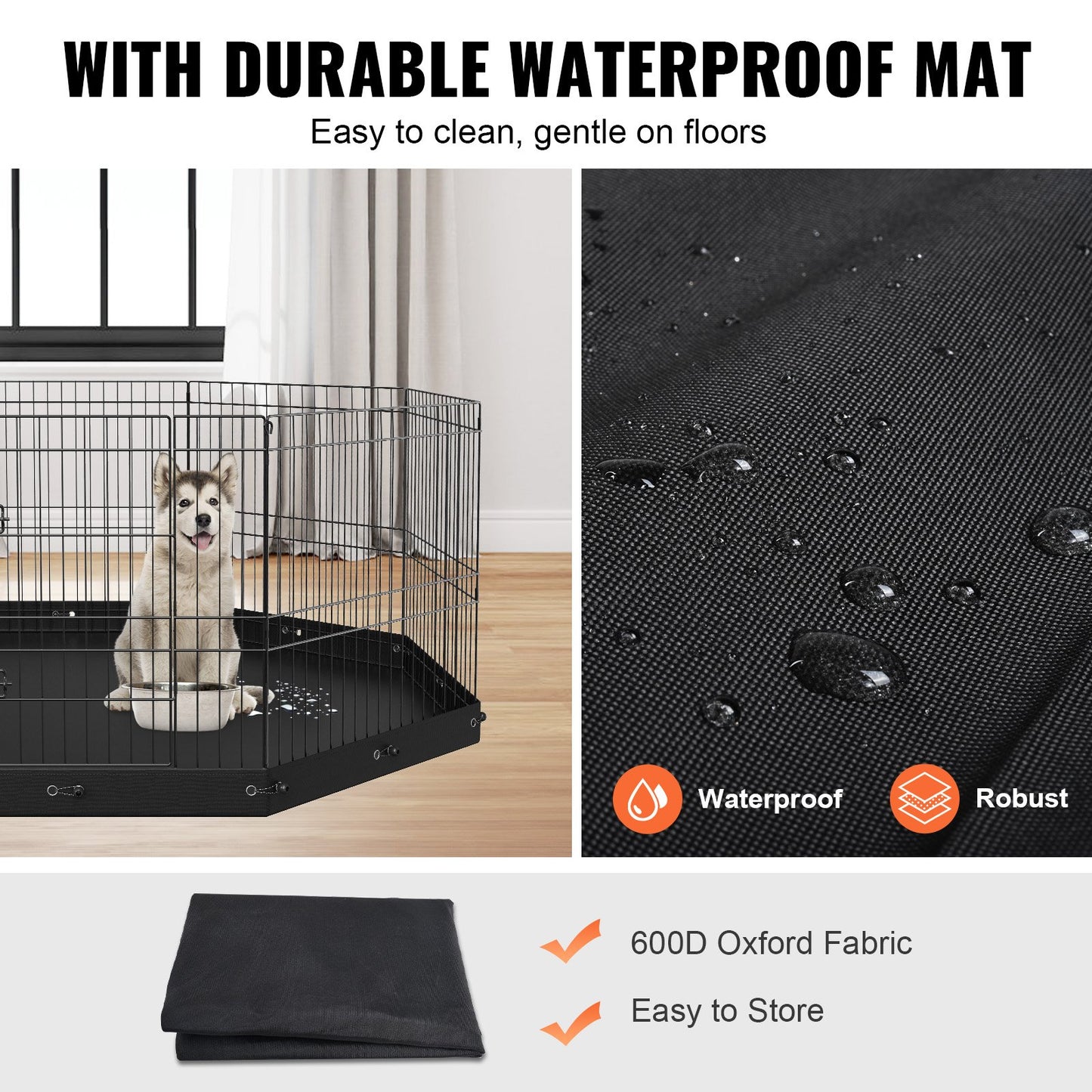 Dog Playpen, 8 Panels Foldable Metal Dog Exercise Pen with Bottom Pad, 24" H Pet Fence Puppy Crate Kennel with Ground Stakes, Indoor Outdoor Dog Pen for Small Medium Pets, for Camping, Yard Pet Care > Dog Supplies > Dog Playpens & Gates Woofy and Whiskers