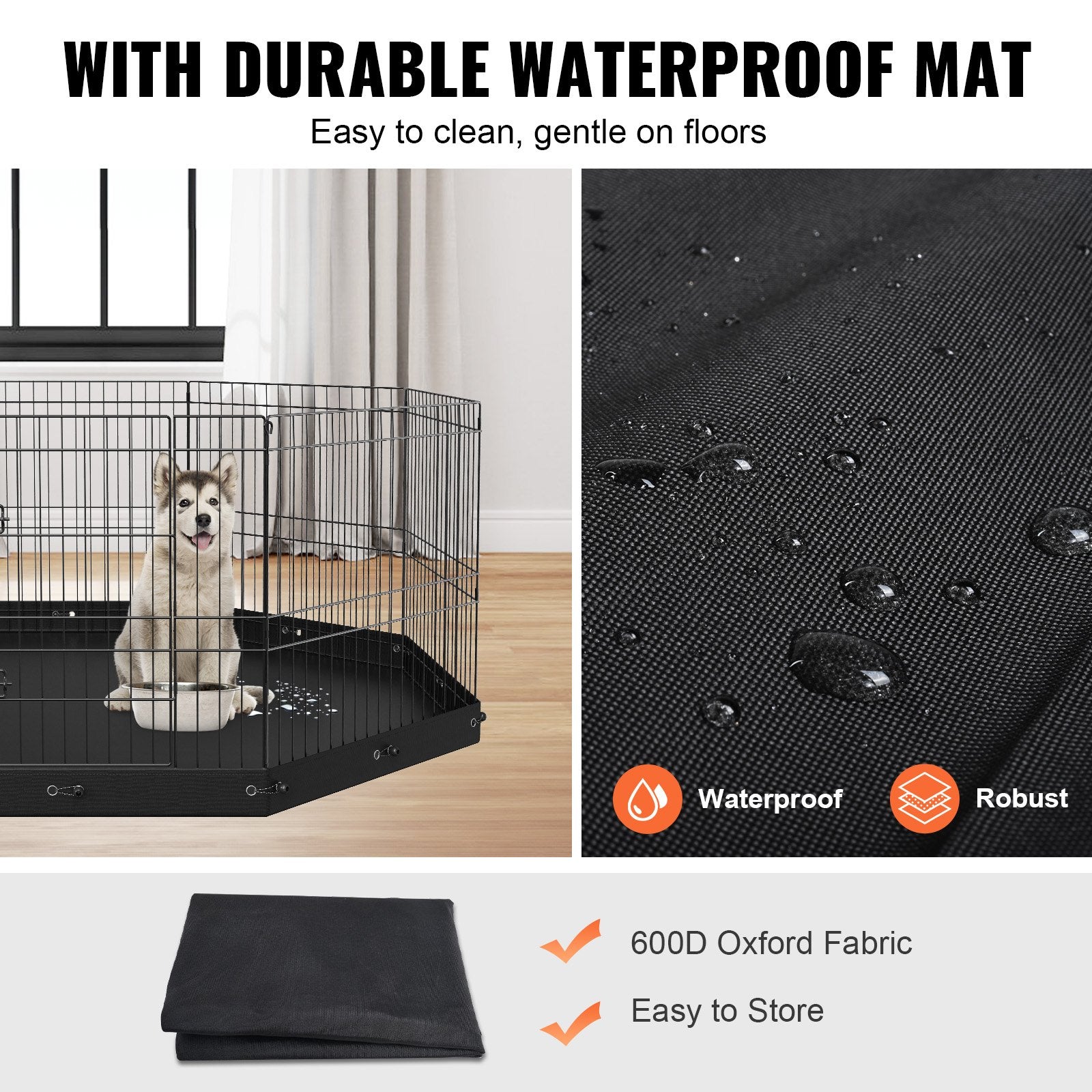 Dog Playpen, 8 Panels Foldable Metal Dog Exercise Pen with Bottom Pad, 24" H Pet Fence Puppy Crate Kennel with Ground Stakes, Indoor Outdoor Dog Pen for Small Medium Pets, for Camping, Yard Pet Care > Dog Supplies > Dog Playpens & Gates Woofy and Whiskers