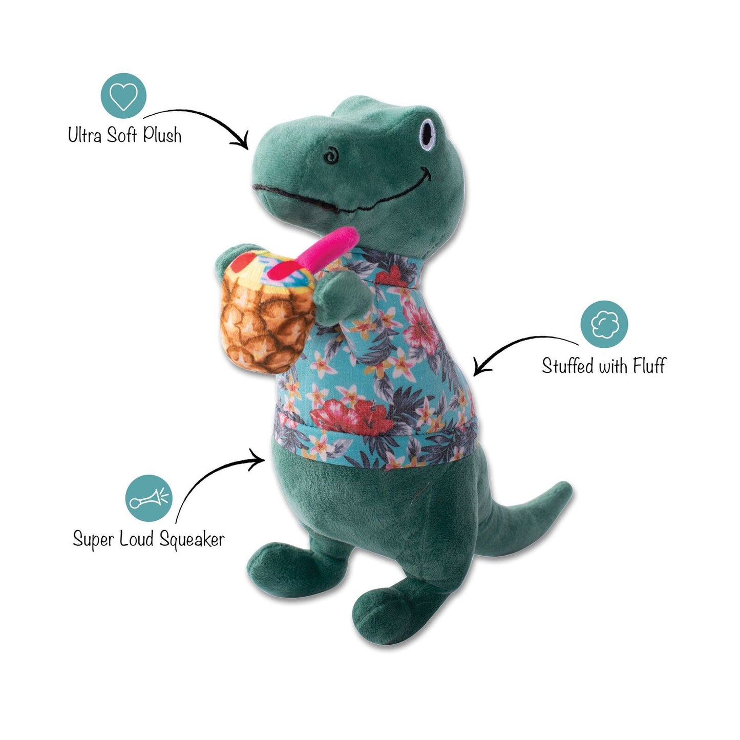 Fringe Studio It's 5 O'Clock Somewhere Interactive Play Plush Dog Squeaker Toy Woofy and Whiskers