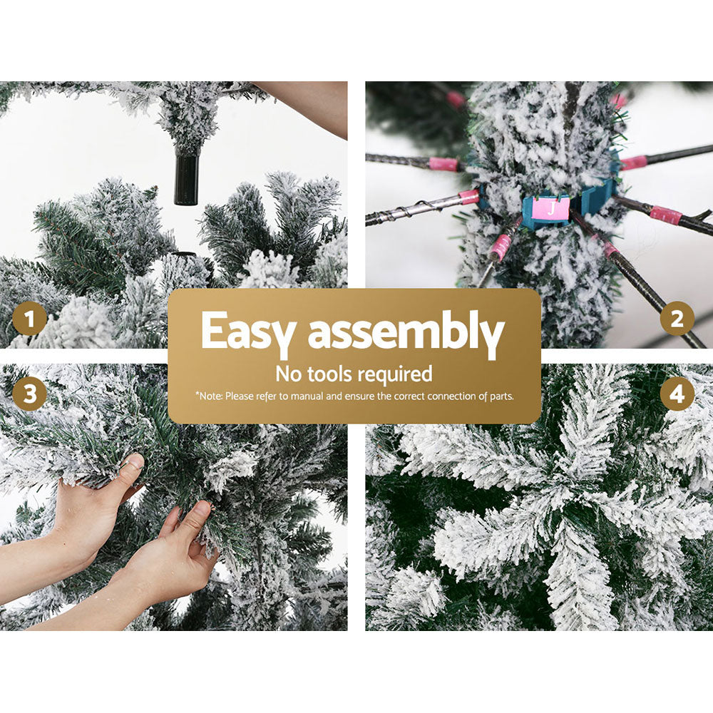 Jingle Jollys Christmas Tree 2.4M Xmas Tree Decorations Snow Flocked 1500 Tips Occasions > Christmas > Christmas Trees Woofy and Whiskers