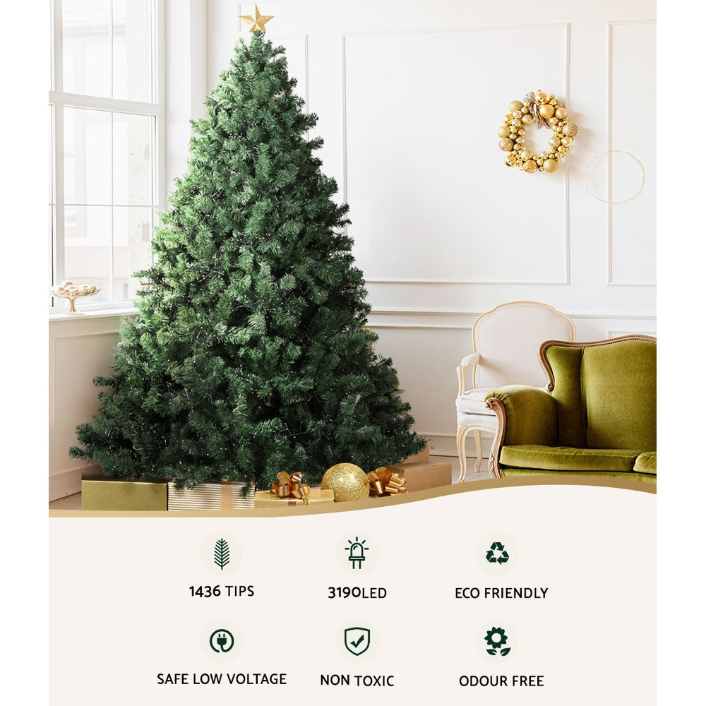 Jingle Jollys Christmas Tree 2.4M Xmas Tree Decorations 3190 LEDs 8 Light Mode Occasions > Christmas > Outdoor Decorations & Lights Jingle Jollys