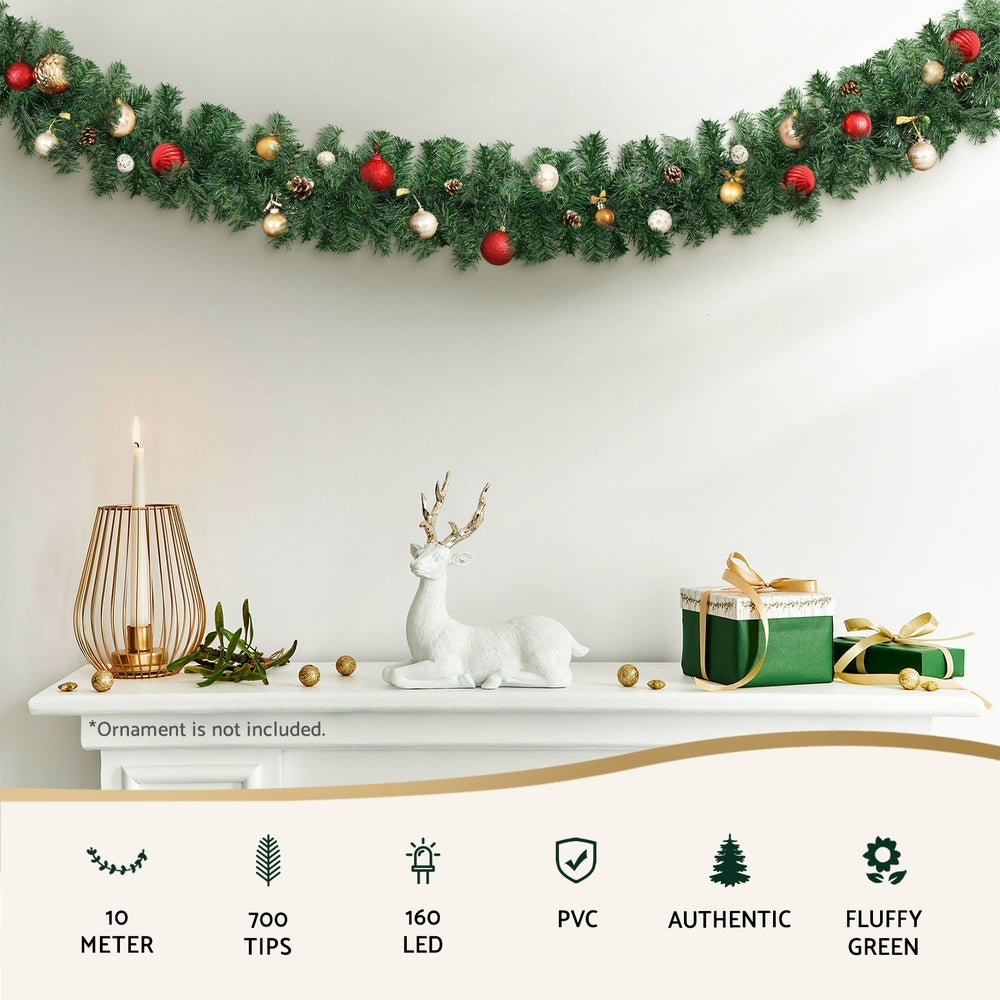 Jingle Jollys 10M Christmas Garland LED Lights Party Xmas Decorations 700 TIPS Occasions > Christmas > Christmas Wreaths & Garlands Jingle Jollys