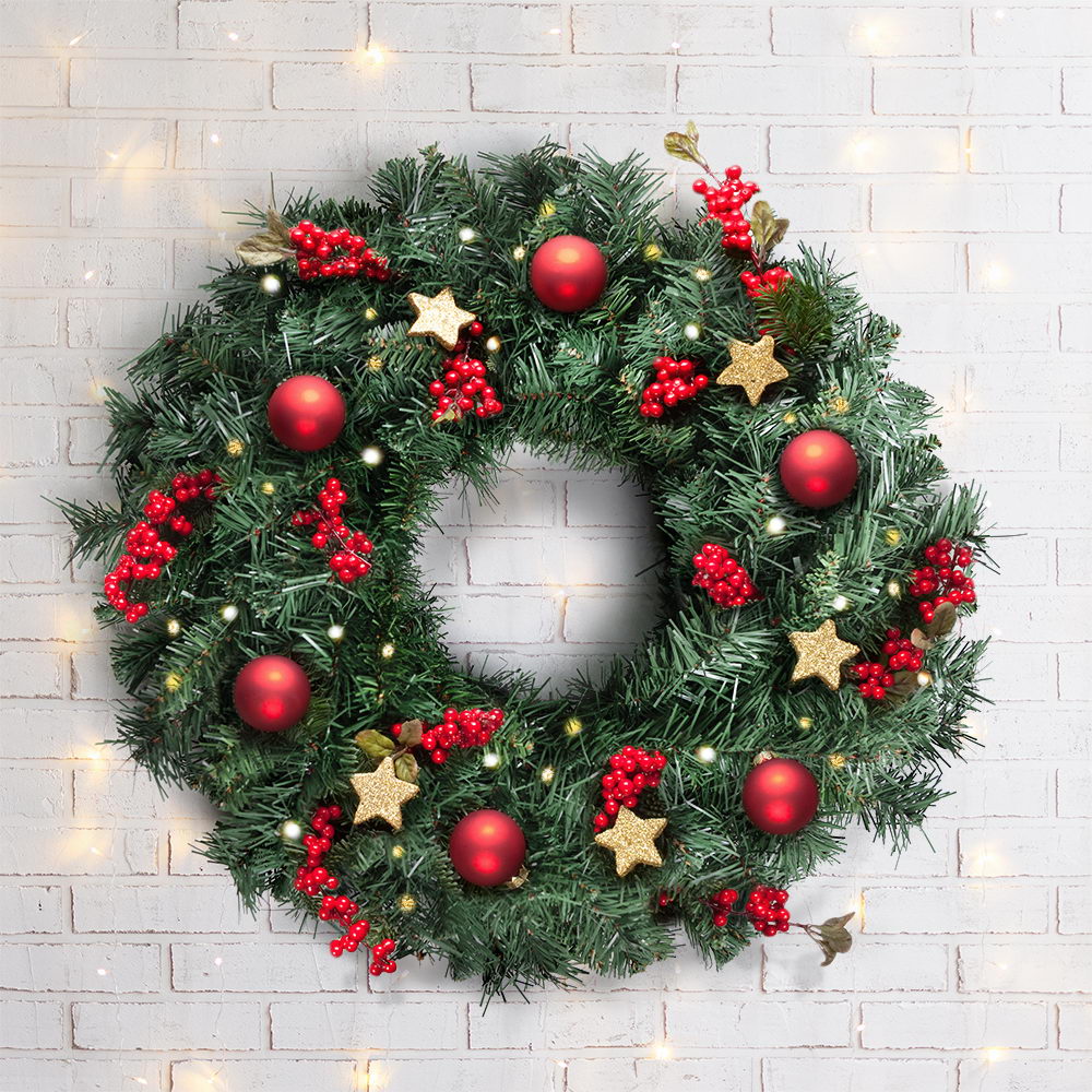 Jingle Jollys 60cm Christmas Wreath Garland Xmas Decorations Wedding Party Occasions > Christmas > Christmas Wreaths & Garlands Woofy and Whiskers