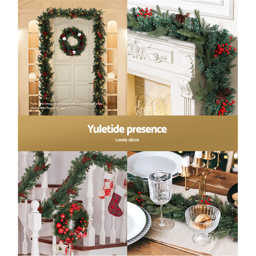 Jingle Jollys 2.4m Christmas Garland with LED Lights Decorations Xmas Party Occasions > Christmas > Outdoor Decorations & Lights Jingle Jollys