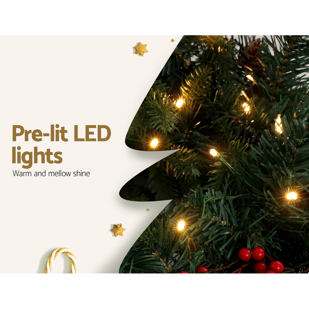 Jingle Jollys 2.4m Christmas Garland with LED Lights Decorations Xmas Party Occasions > Christmas > Outdoor Decorations & Lights Jingle Jollys