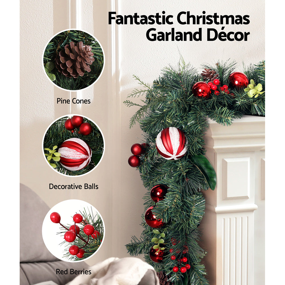 Jingle Jollys 2.7m Christmas Garland with Decorations Xmas Wedding Party Occasions > Christmas > Christmas Wreaths & Garlands Woofy and Whiskers