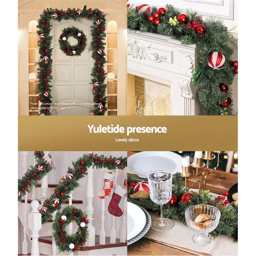 Jingle Jollys 2.7m Christmas Garland with Decorations Xmas Wedding Party Occasions > Christmas > Christmas Wreaths & Garlands Woofy and Whiskers