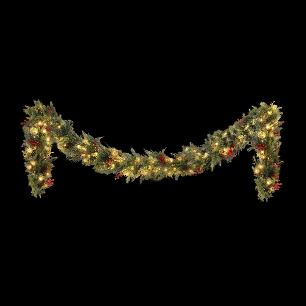 Jingle Jollys 3M Christmas Garland Pre-lit LED with Pine Cones Xmas Decor Green Occasions > Christmas > Christmas Wreaths & Garlands Woofy and Whiskers