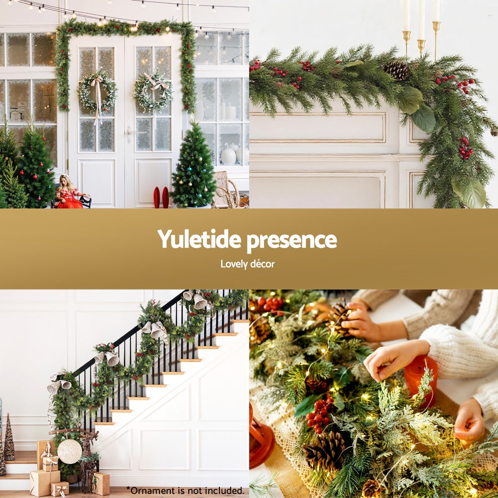 Jingle Jollys 3M Christmas Garland Pre-lit LED with Pine Cones Xmas Decor Green Occasions > Christmas > Christmas Wreaths & Garlands Woofy and Whiskers