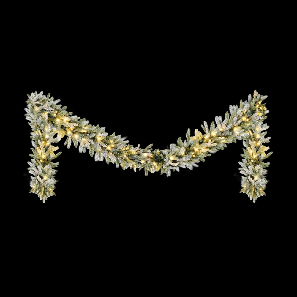 Jingle Jollys 3M Christmas Garland Pre-lit LED Lights Snow Frosted Tips Decor Occasions > Christmas > Christmas Wreaths & Garlands Woofy and Whiskers