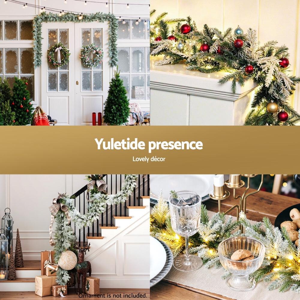 Jingle Jollys 3M Christmas Garland Pre-lit LED Lights Snow Frosted Tips Decor Occasions > Christmas > Christmas Wreaths & Garlands Woofy and Whiskers