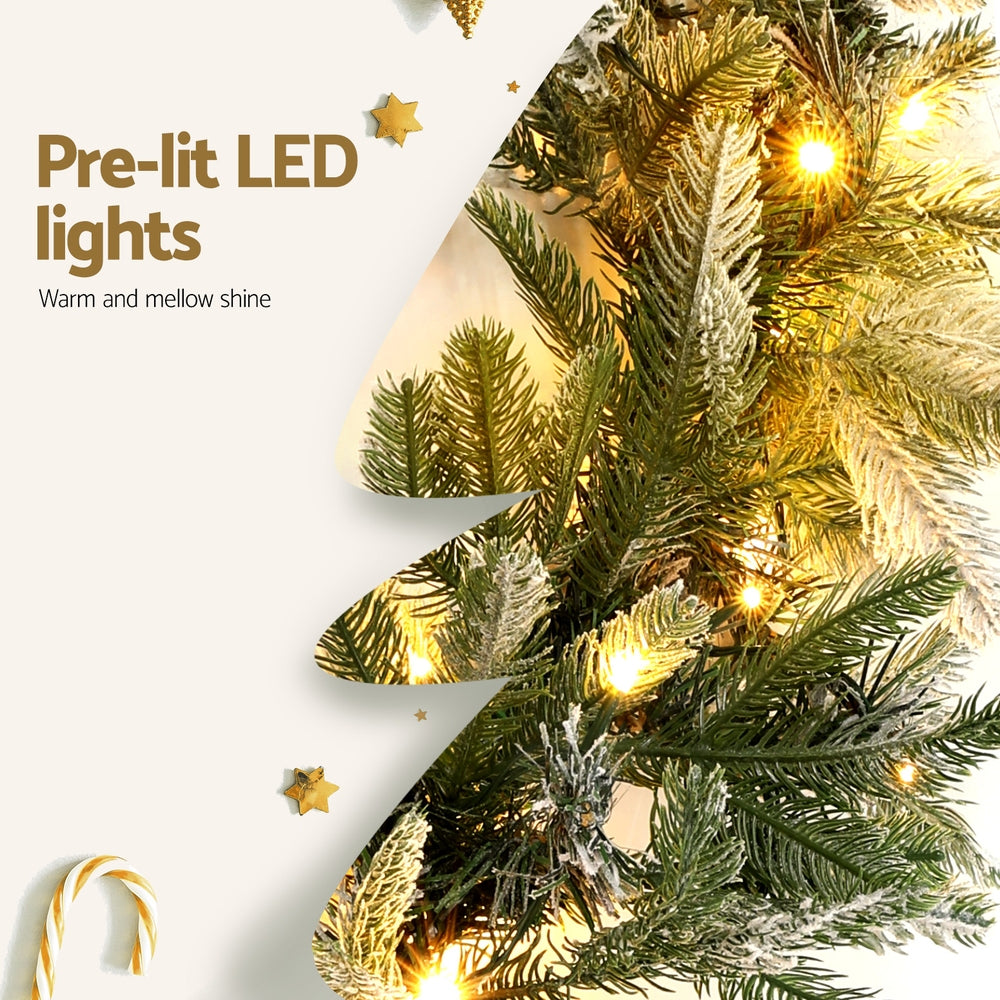 Jingle Jollys 3M Christmas Garland Pre-lit LED Lights Snow Frosted Tips Decor Occasions > Christmas > Christmas Wreaths & Garlands Woofy and Whiskers