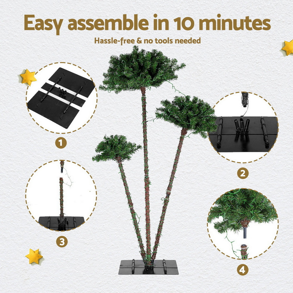 Jingle Jollys Christmas Tree 3-in-1 LED Xmas Palm Tree Party Decor 1.2/1.5/1.8M Occasions > Christmas > Christmas Trees Woofy and Whiskers
