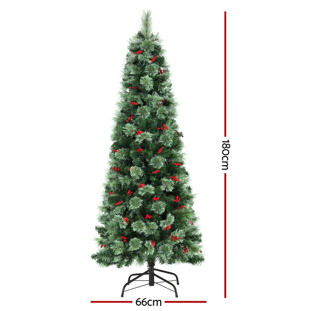 Jingle Jollys Christmas Tree 1.8M LED Xmas Tree Party Decorations Red Barries Occasions > Christmas > Christmas Trees Woofy and Whiskers