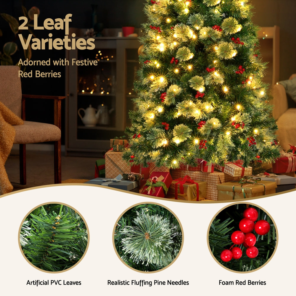 Jingle Jollys Christmas Tree 1.8M LED Xmas Tree Party Decorations Red Barries Occasions > Christmas > Christmas Trees Woofy and Whiskers