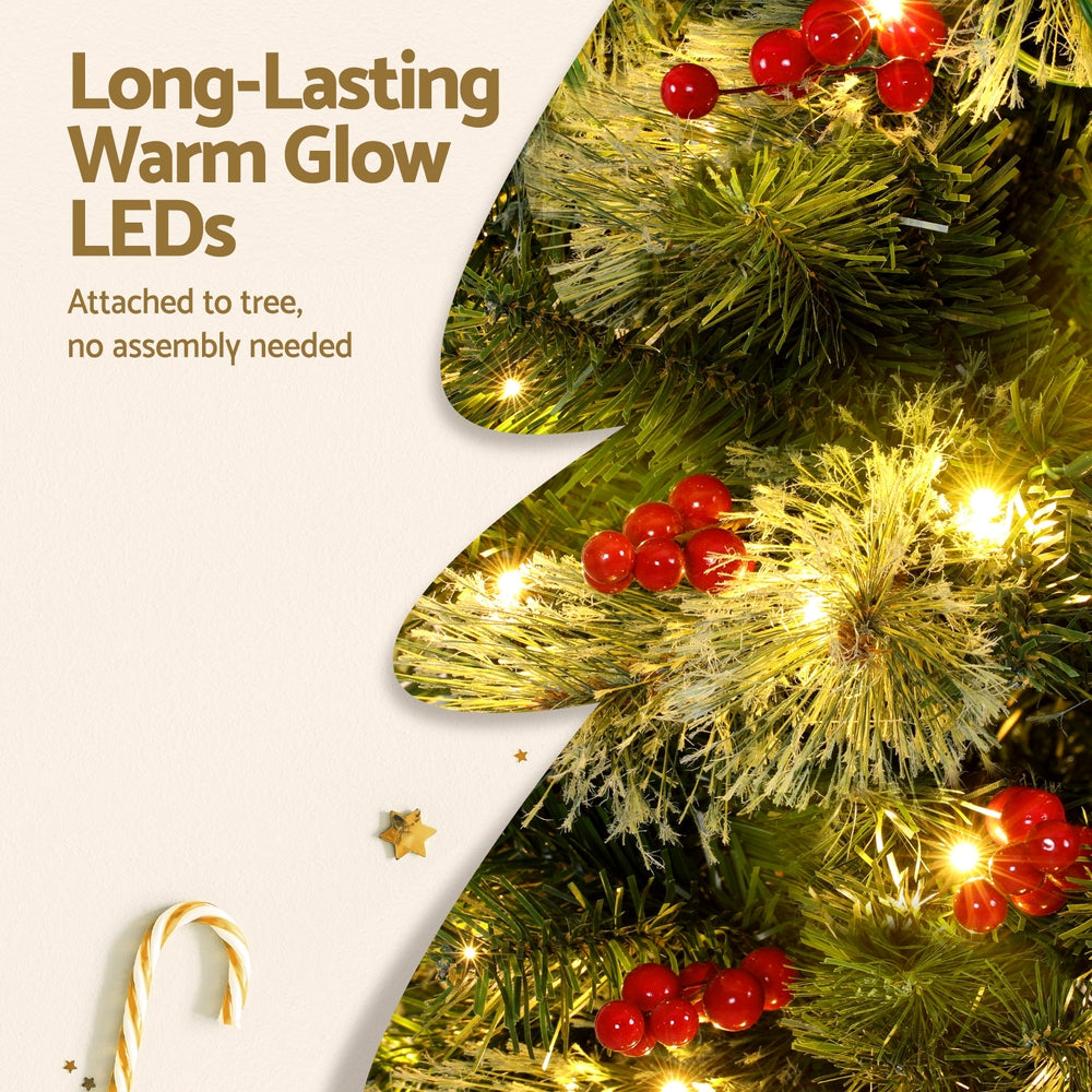 Jingle Jollys Christmas Tree 1.8M LED Xmas Tree Party Decorations Red Barries Occasions > Christmas > Christmas Trees Woofy and Whiskers