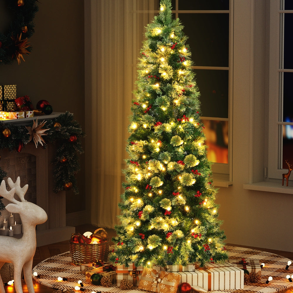 Jingle Jollys Christmas Tree 1.8M LED Xmas Tree Party Decorations Red Barries Occasions > Christmas > Christmas Trees Woofy and Whiskers