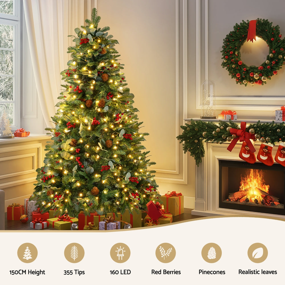 Jingle Jollys Christmas Tree 1.5m 160 LED Xmas Tree Party Decorations 355 Tips Occasions > Christmas > Christmas Trees Woofy and Whiskers