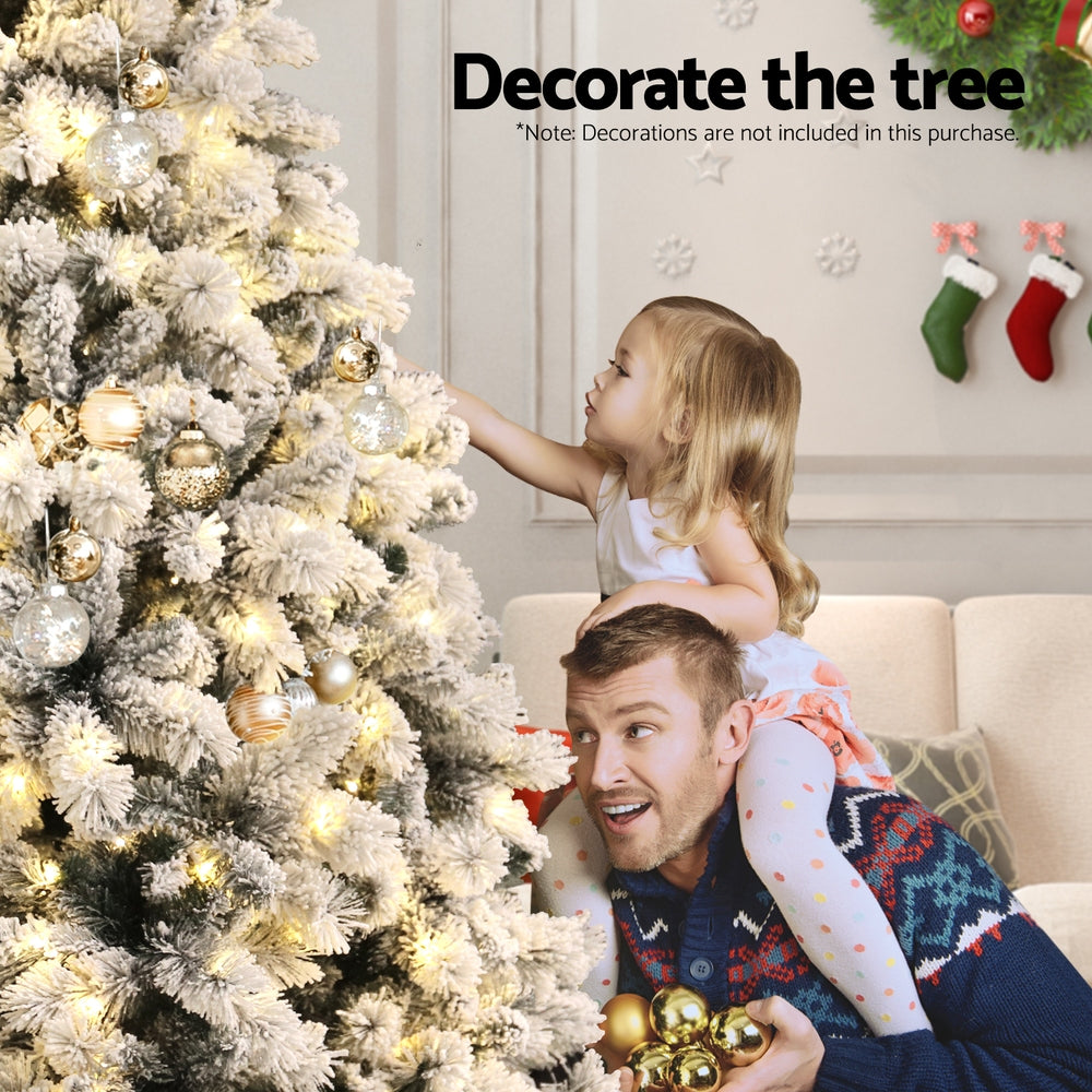 Jingle Jollys Christmas Tree 1.8m Snow Flocked LED Xmas Decoration 8 Light Modes Occasions > Christmas > Christmas Trees Woofy and Whiskers