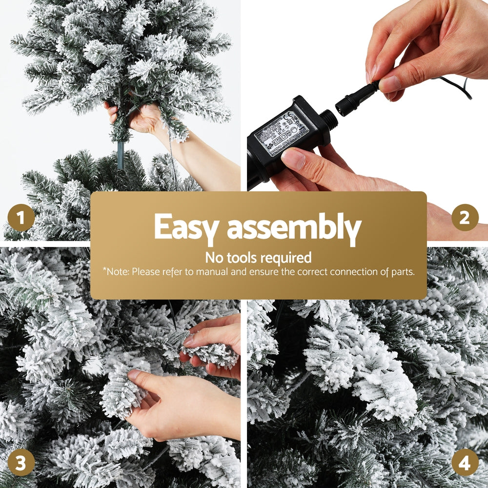 Jingle Jollys Christmas Tree 1.8m Snow Flocked LED Xmas Decoration 8 Light Modes Occasions > Christmas > Christmas Trees Woofy and Whiskers