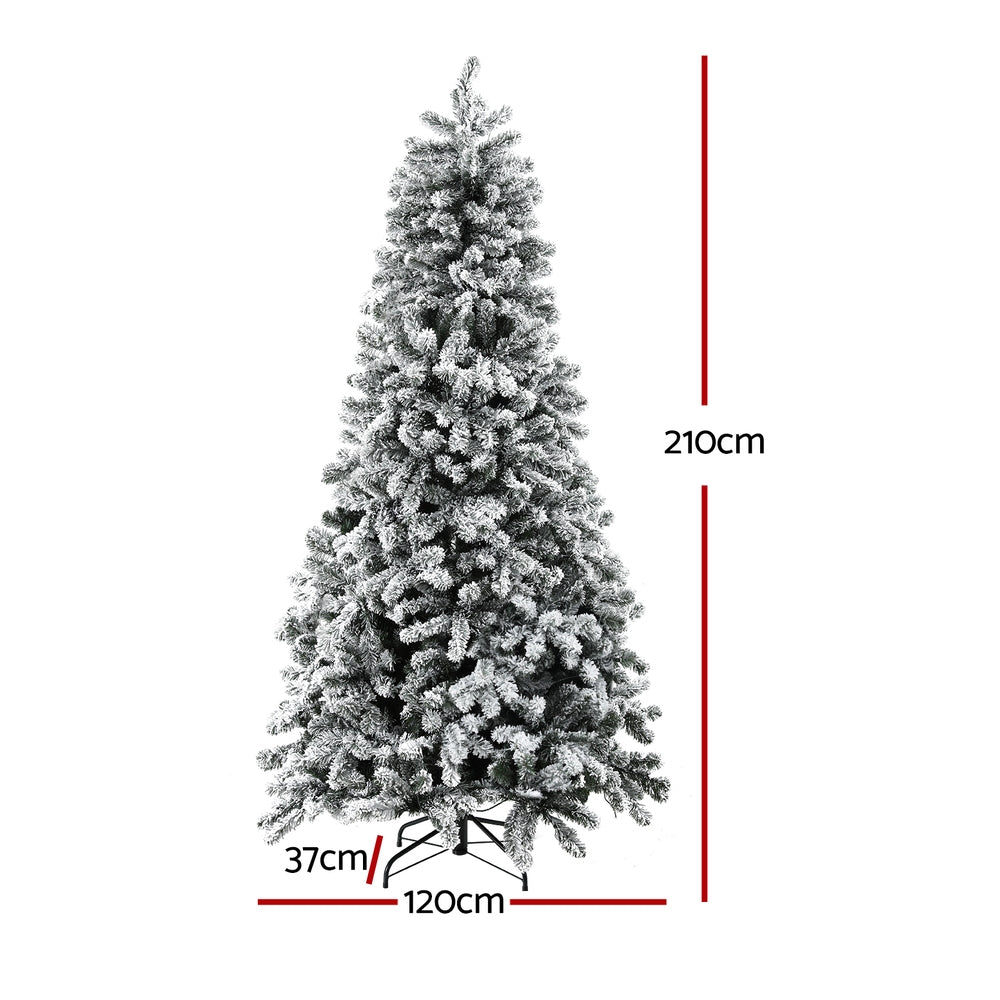 Jingle Jollys Christmas Tree 2.1m Snow Flocked LED Xmas Decoration 8 Light Modes Occasions > Christmas > Christmas Trees Woofy and Whiskers