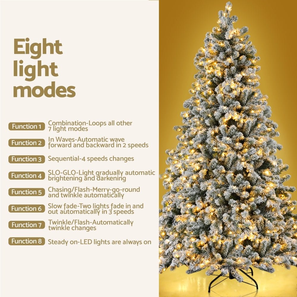 Jingle Jollys Christmas Tree 2.1m Snow Flocked LED Xmas Decoration 8 Light Modes Occasions > Christmas > Christmas Trees Woofy and Whiskers