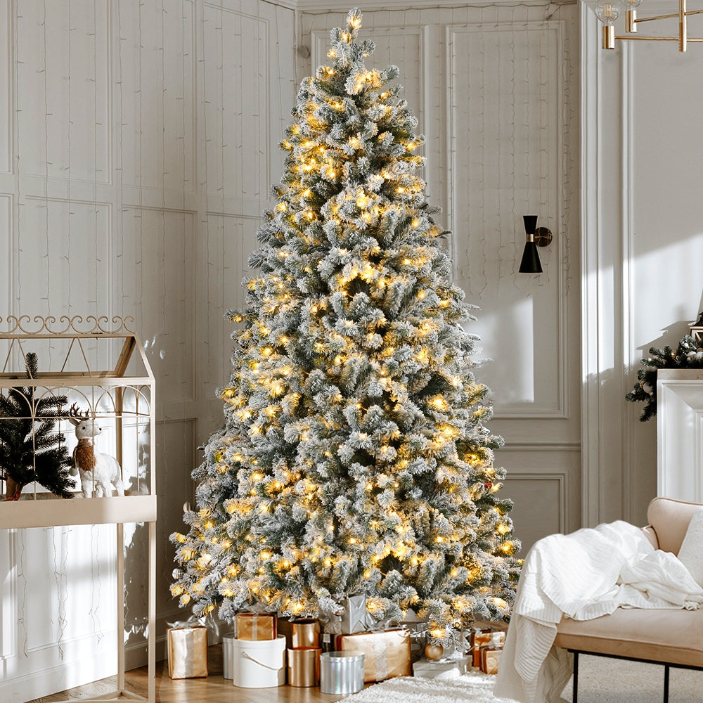 Jingle Jollys Christmas Tree 2.1m Snow Flocked LED Xmas Decoration 8 Light Modes Occasions > Christmas > Christmas Trees Woofy and Whiskers