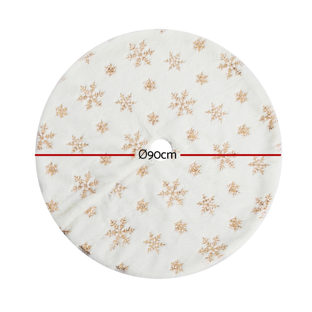Jingle Jollys Christmas Tree Skirt 90cm Snowflake Ornaments Xmas Decorations Occasions > Christmas > Christmas Decorations Woofy and Whiskers