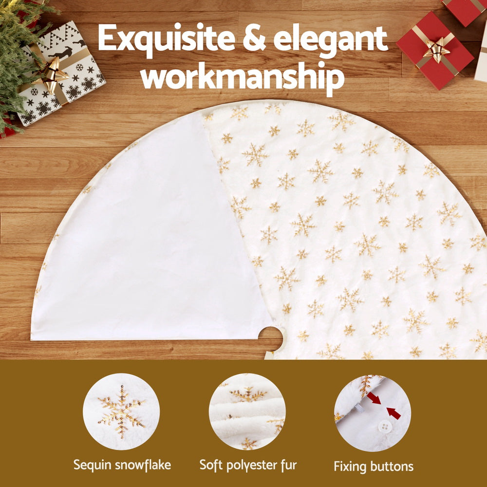Jingle Jollys Christmas Tree Skirt 90cm Snowflake Ornaments Xmas Decorations Occasions > Christmas > Christmas Decorations Woofy and Whiskers