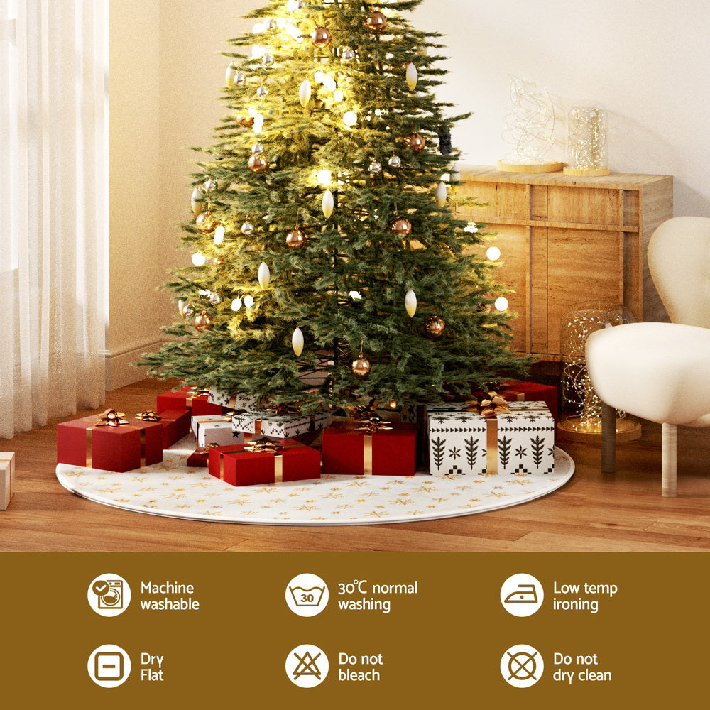 Jingle Jollys Christmas Tree Skirt 90cm Snowflake Ornaments Xmas Decorations Occasions > Christmas > Christmas Decorations Woofy and Whiskers