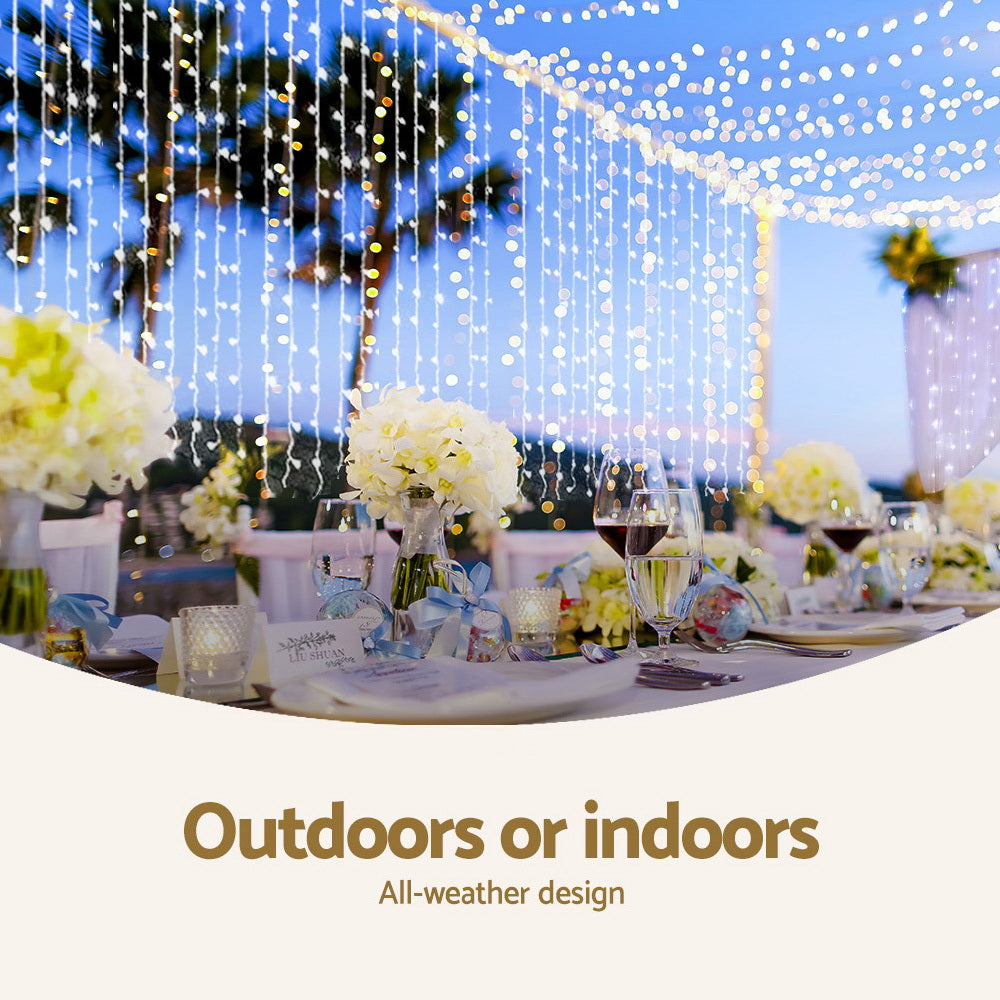 3X6M Christmas Lights Curtain Light Cool White 600 LED Jingle Jollys Occasions > Christmas > Outdoor Decorations & Lights Woofy and Whiskers