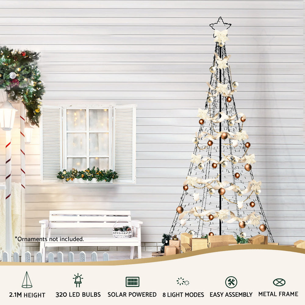 Jingle Jollys Solar Christmas Tree 2.1m 320 LED Net Lights Xmas Trees Decoration Occasions > Christmas > Outdoor Decorations & Lights Jingle Jollys