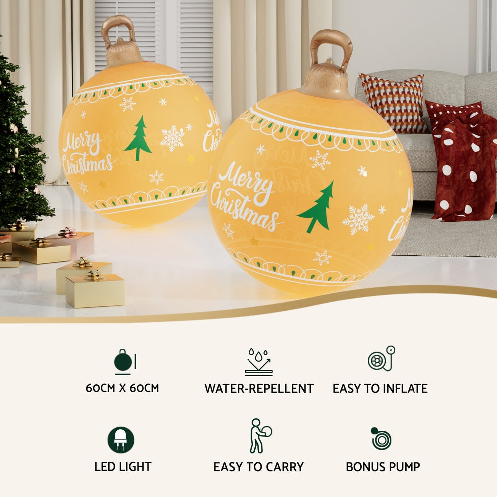 Jingle Jollys Christmas Inflatable Ball 60cm Led Illuminated Xmas Decoration Occasions > Christmas > Christmas Decorations Woofy and Whiskers