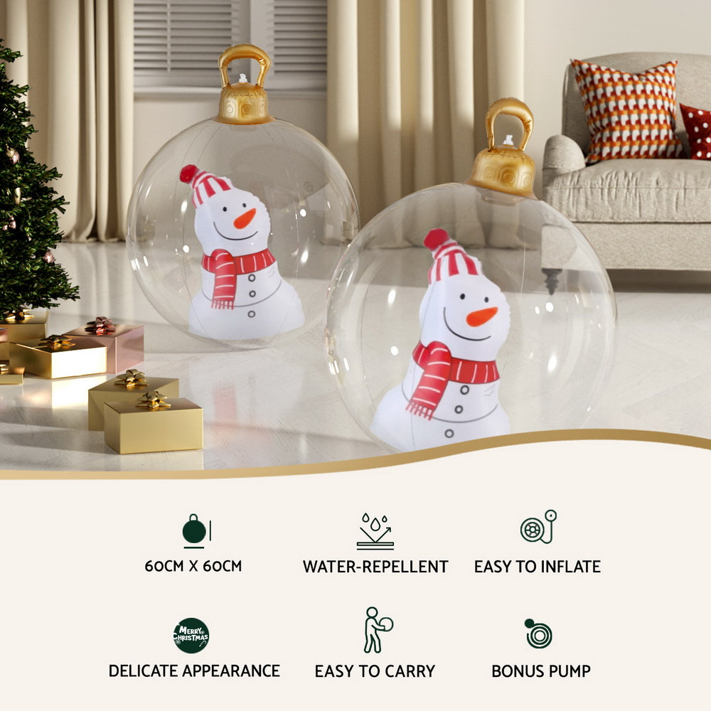 Jingle Jollys Christmas Inflatable Ball 60cm Snowman Decoration Giant Bauble Occasions > Christmas > Christmas Decorations Woofy and Whiskers