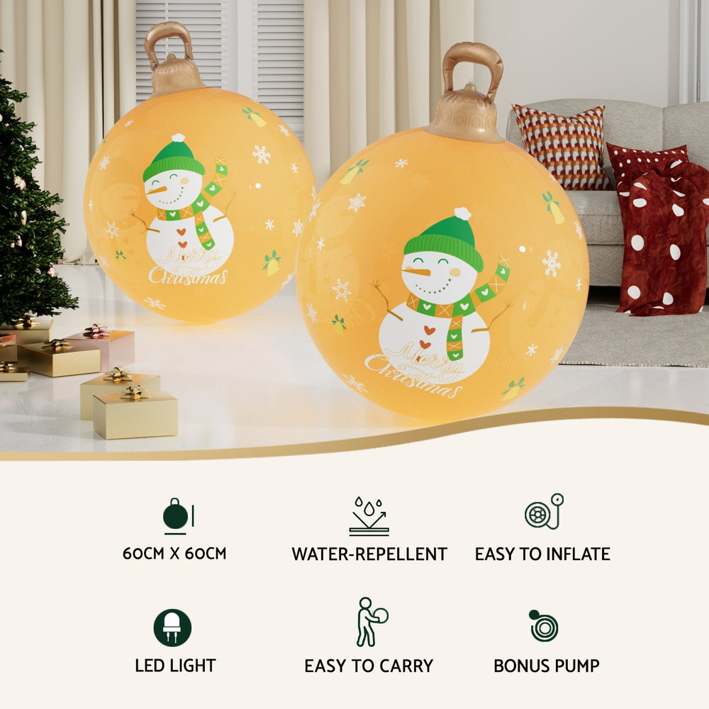 Jingle Jollys Christmas Inflatable Ball 60cm Led Illuminated Snowman Xmas Decor Occasions > Christmas > Christmas Decorations Woofy and Whiskers
