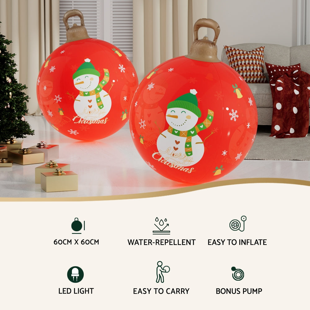 Jingle Jollys Christmas Inflatable Ball 60cm Illuminated Led Snowman Xmas Decor Occasions > Christmas > Christmas Decorations Woofy and Whiskers