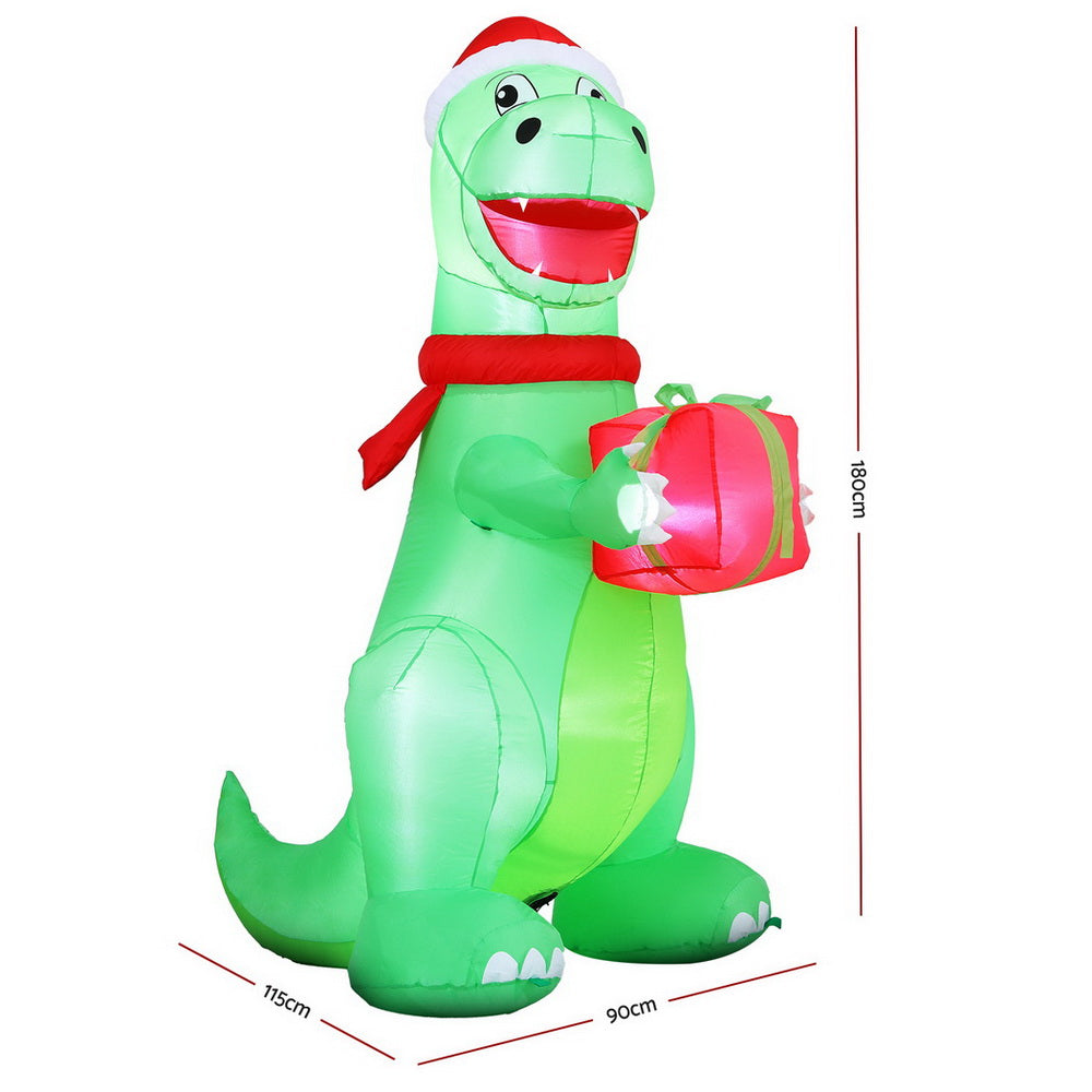 Jingle Jollys Christmas Inflatable Dinosaur 1.8M Height LED Decorations Illuminated Occasions > Christmas > Christmas Decorations Woofy and Whiskers