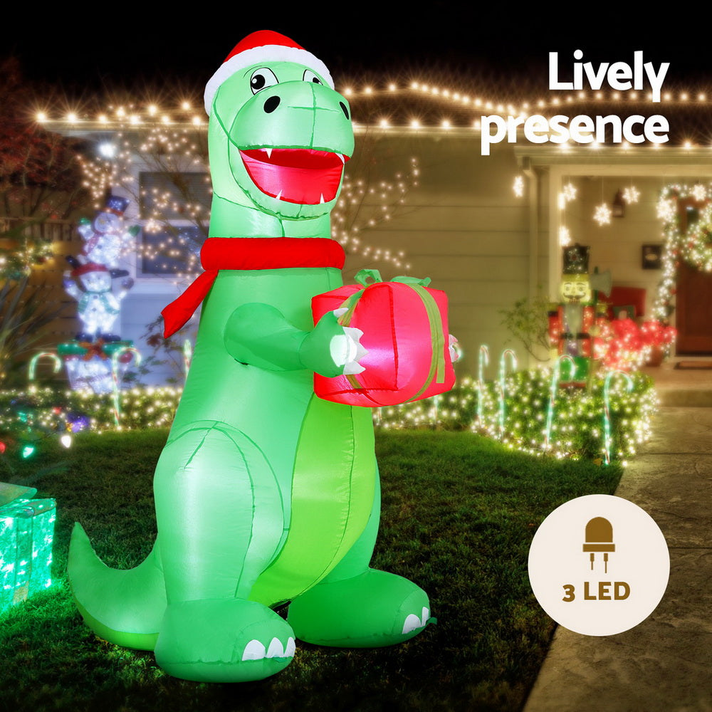 Jingle Jollys Christmas Inflatable Dinosaur 1.8M Height LED Decorations Illuminated Occasions > Christmas > Christmas Decorations Woofy and Whiskers