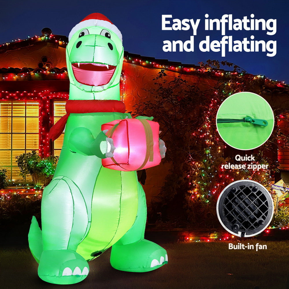 Jingle Jollys Christmas Inflatable Dinosaur 1.8M Height LED Decorations Illuminated Occasions > Christmas > Christmas Decorations Woofy and Whiskers