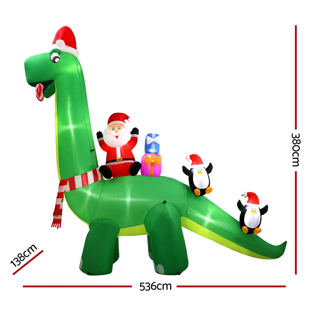 Jingle Jollys Christmas Inflatable Santa Dinosaur 3.8M Illuminated Decorations Occasions > Christmas > Christmas Decorations Jingle Jollys