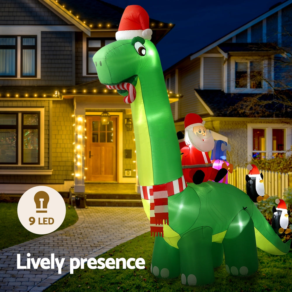 Jingle Jollys Christmas Inflatable Santa Dinosaur 3.8M Illuminated Decorations Occasions > Christmas > Christmas Decorations Jingle Jollys