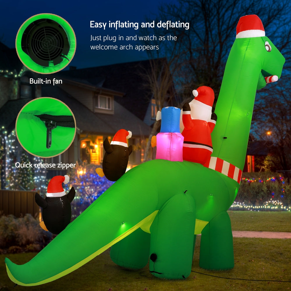 Jingle Jollys Christmas Inflatable Santa Dinosaur 3.8M Illuminated Decorations Occasions > Christmas > Christmas Decorations Jingle Jollys