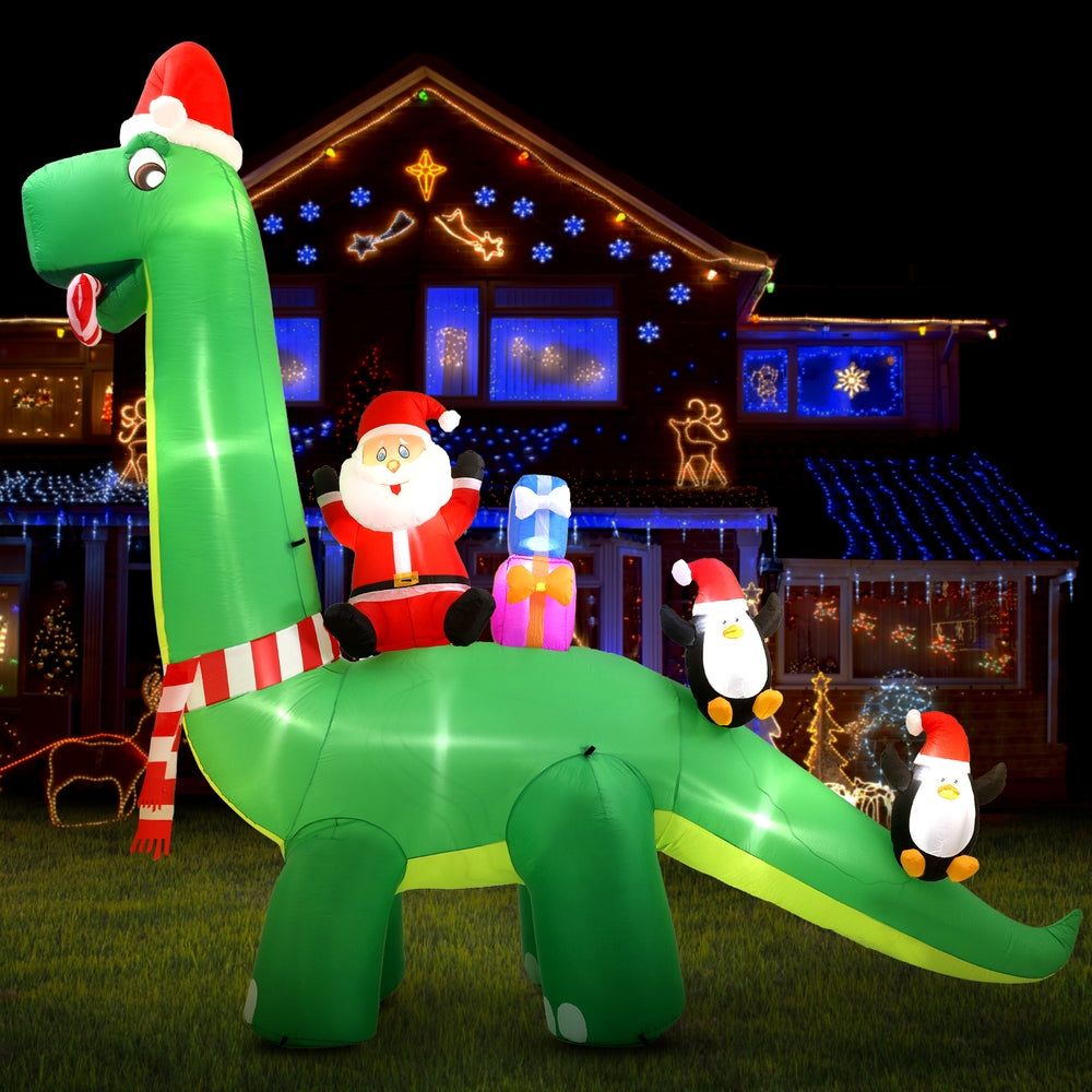 Jingle Jollys Christmas Inflatable Santa Dinosaur 3.8M Illuminated Decorations Occasions > Christmas > Christmas Decorations Jingle Jollys