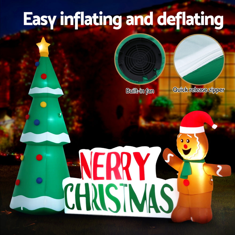 Jingle Jollys Christmas Inflatable Gingerbread Man Tree LED Illuminated Decorations Occasions > Christmas > Outdoor Decorations & Lights Jingle Jollys