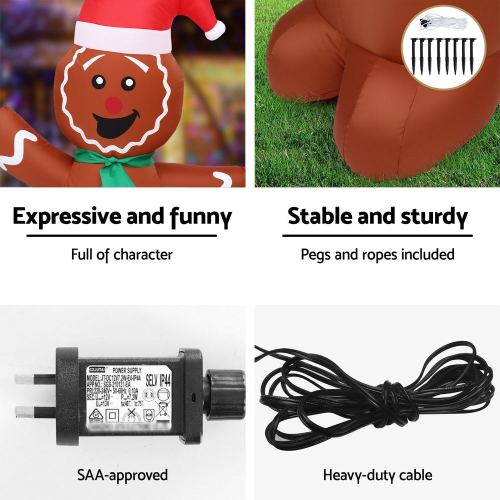Jingle Jollys Christmas Inflatable Gingerbread Man Tree LED Illuminated Decorations Occasions > Christmas > Outdoor Decorations & Lights Jingle Jollys