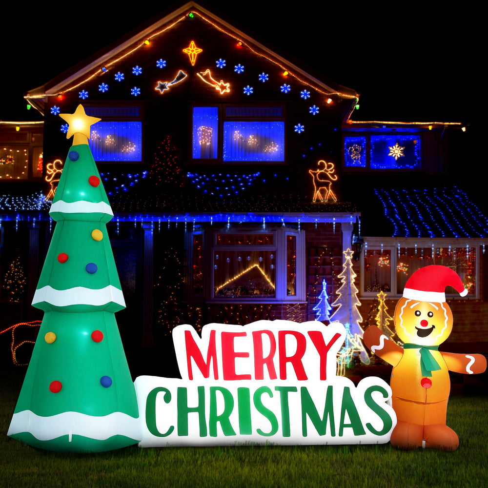 Jingle Jollys Christmas Inflatable Gingerbread Man Tree LED Illuminated Decorations Occasions > Christmas > Outdoor Decorations & Lights Jingle Jollys