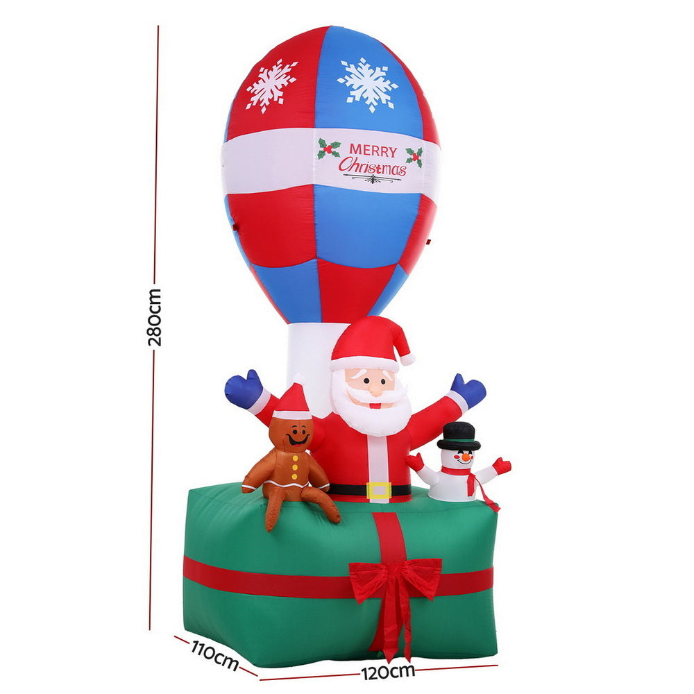 Jingle Jollys Christmas Inflatable Santa in Ballon 2.8M Height LED Decorations Illuminated Occasions > Christmas > Christmas Clothing Woofy and Whiskers