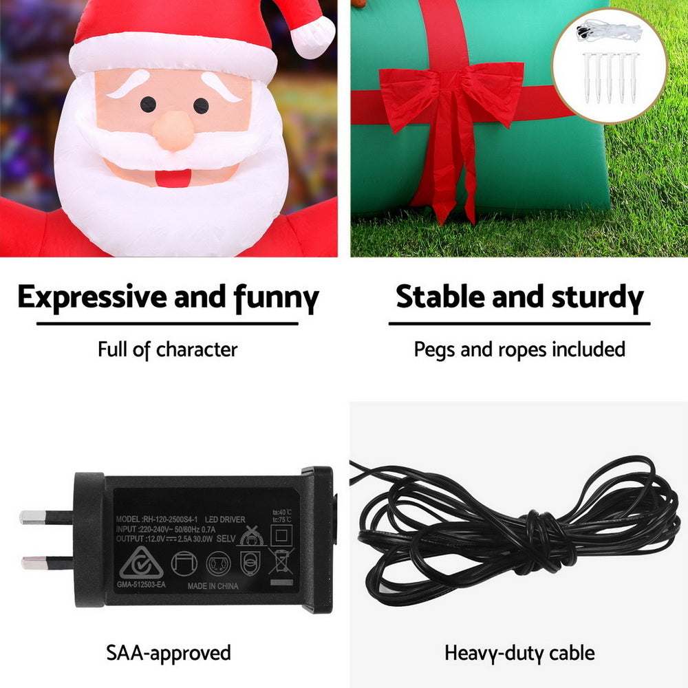 Jingle Jollys Christmas Inflatable Santa in Ballon 2.8M Height LED Decorations Illuminated Occasions > Christmas > Christmas Clothing Woofy and Whiskers
