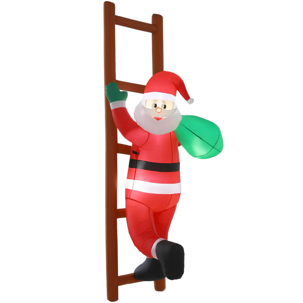 Jingle Jollys Christmas Inflatable Santa Climbing Ladder 2.45M Height LED Decorations Illuminated Occasions > Costumes > Costumes & Accessories Woofy and Whiskers